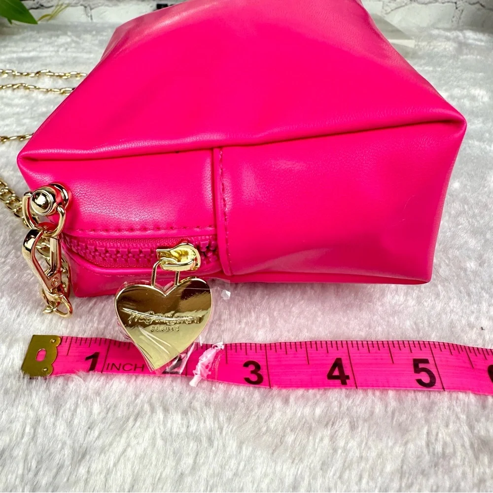 YSL Yves Saint Laurent Hot Pink faux leathe Beauty Pouch Wristlet bag wi… - Picture 10 of 10